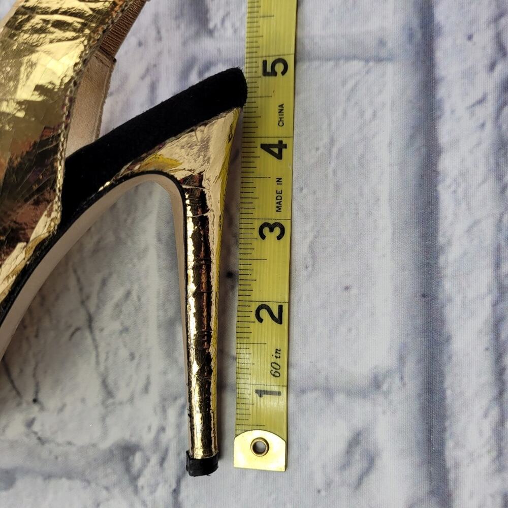 Reed Krakoff Crackled Gold Stiletto Slingback Platform Pumps size 6 1/2 - Picture 13 of 16